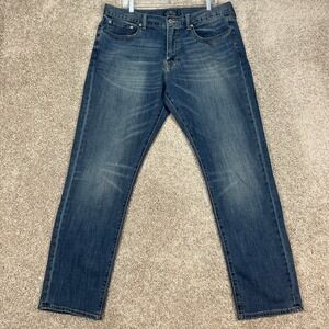 Lucky Brand 410 Athletic Fit Jeans Mens 36x32 Medium Wash Denim Distressed